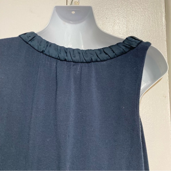 ANN TAYLOR Navy Dark Blue Layering Tank Blouse Bow Ribbon Detail Womens Large - Picture 8 of 11